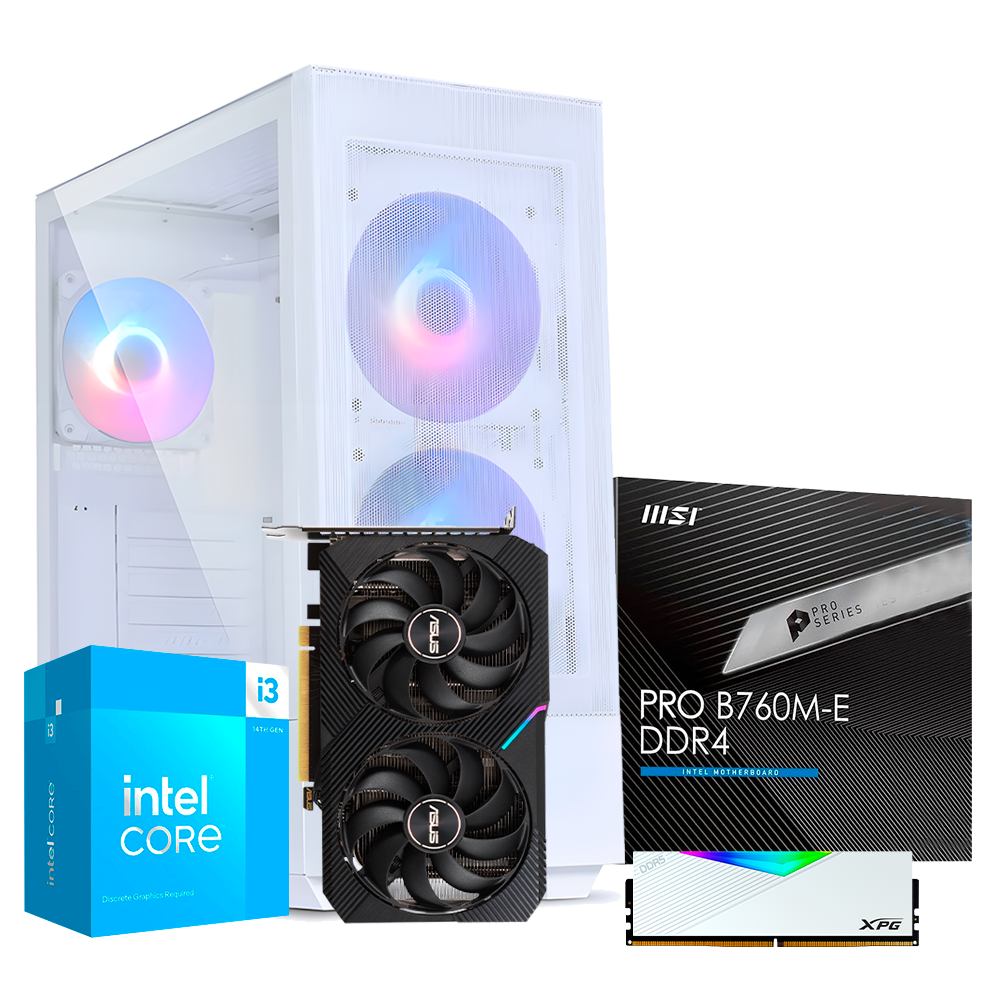 PC Starlight Core - i3 14100,  RTX 3050 6GB, 16 RAM DDR4, 256GB M.2, 600W 80+ Wh