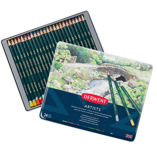 [ART21324] Caja Metal Lápices de Colores Derwent Artists base cera 24 unidades