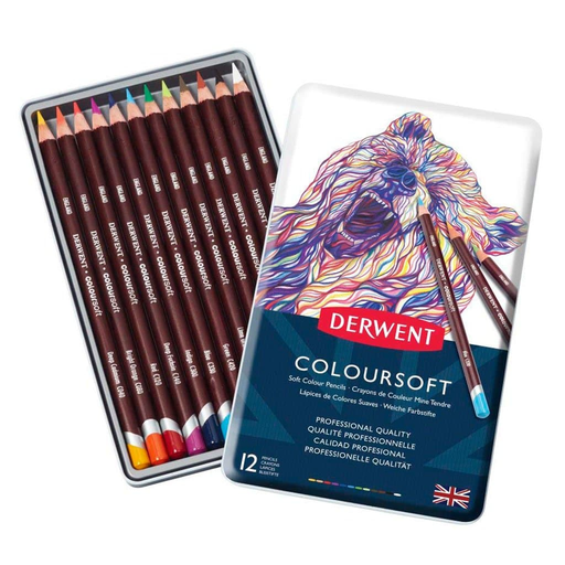 [ART21359] Caja Metal Lápices de Colores Derwent Coloursoft base cera 12 unidades