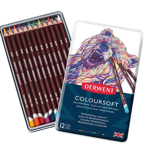 [ART21360] Caja Metal Lápices de Colores Derwent Coloursoft base cera 24 unidades
