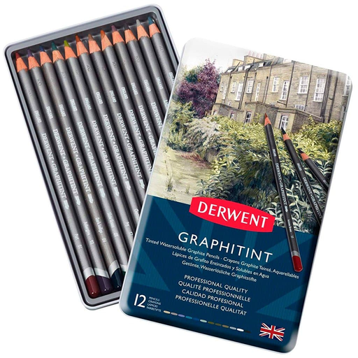 [ART21371] Caja Metal Lápices de Colores Derwent Graphitint Acuareables 12 unidades    