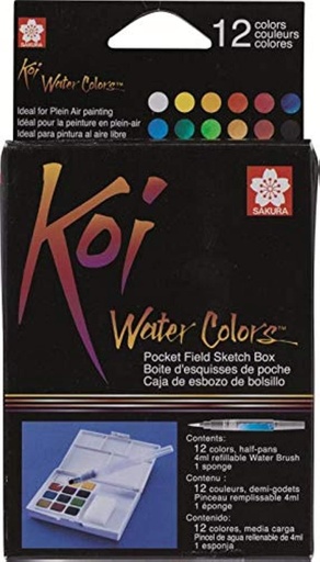[14931] Estuche de Acuarelas Portatil con 12 colores pastel + Pincel Koi Sketch Box - KOI - XNCW-12H