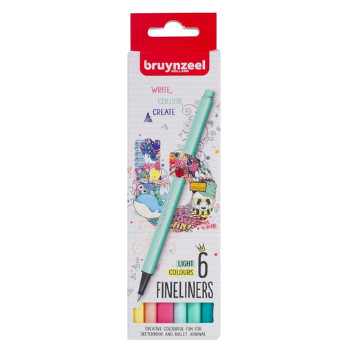 [14951] Set con 6 Estilografos .4mm Colores Básicos Bzl #60241006 - Bruynzeel